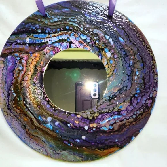 Hand Crafted Painted Mirror Vintage Edison Record Decorative Wall Art Essential - Picture 8 of 8